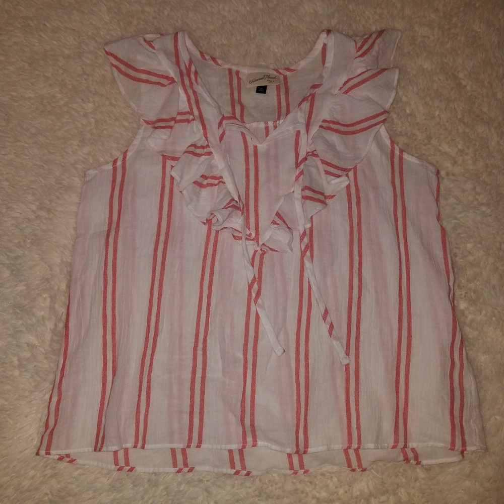 Universal Thread Ruffle Bib Top Red Striped XL - Picture 6 of 8